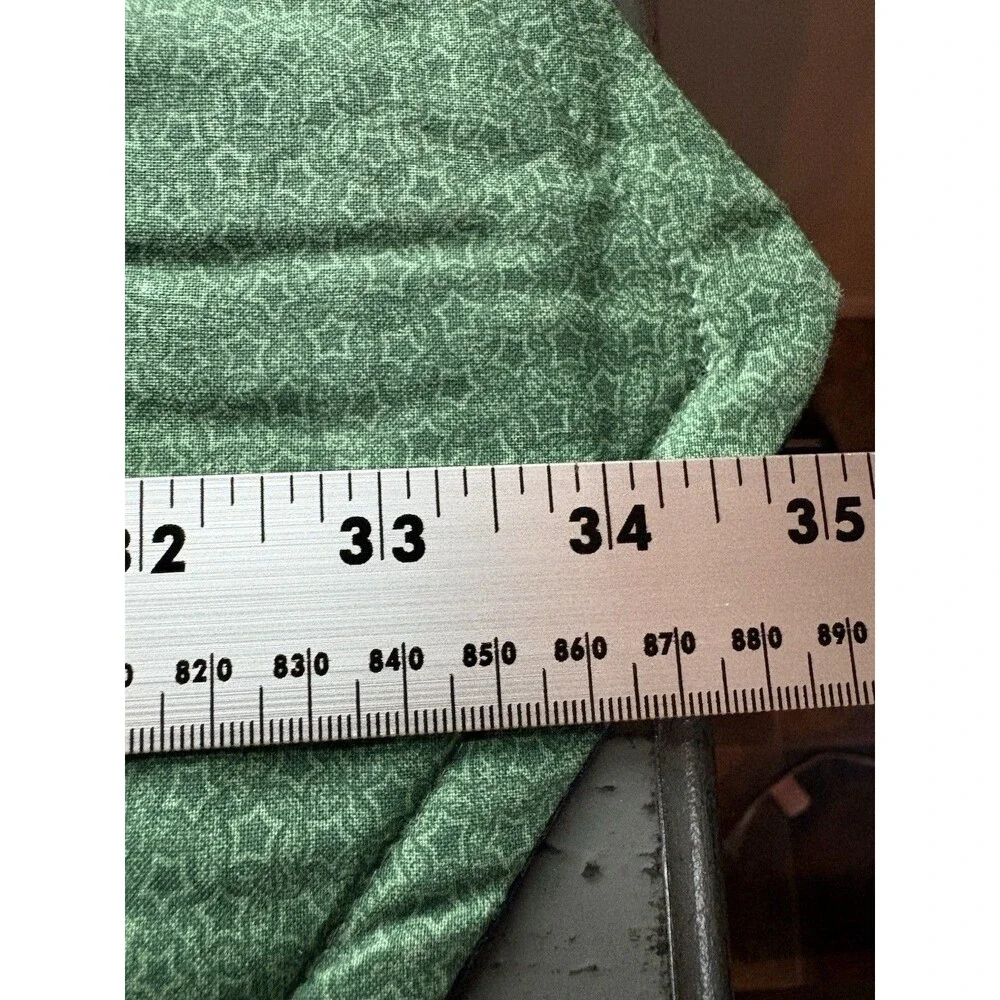 Vintage Quilted Christmas Table Runner Reindeer Applique Blue Green Country 90s